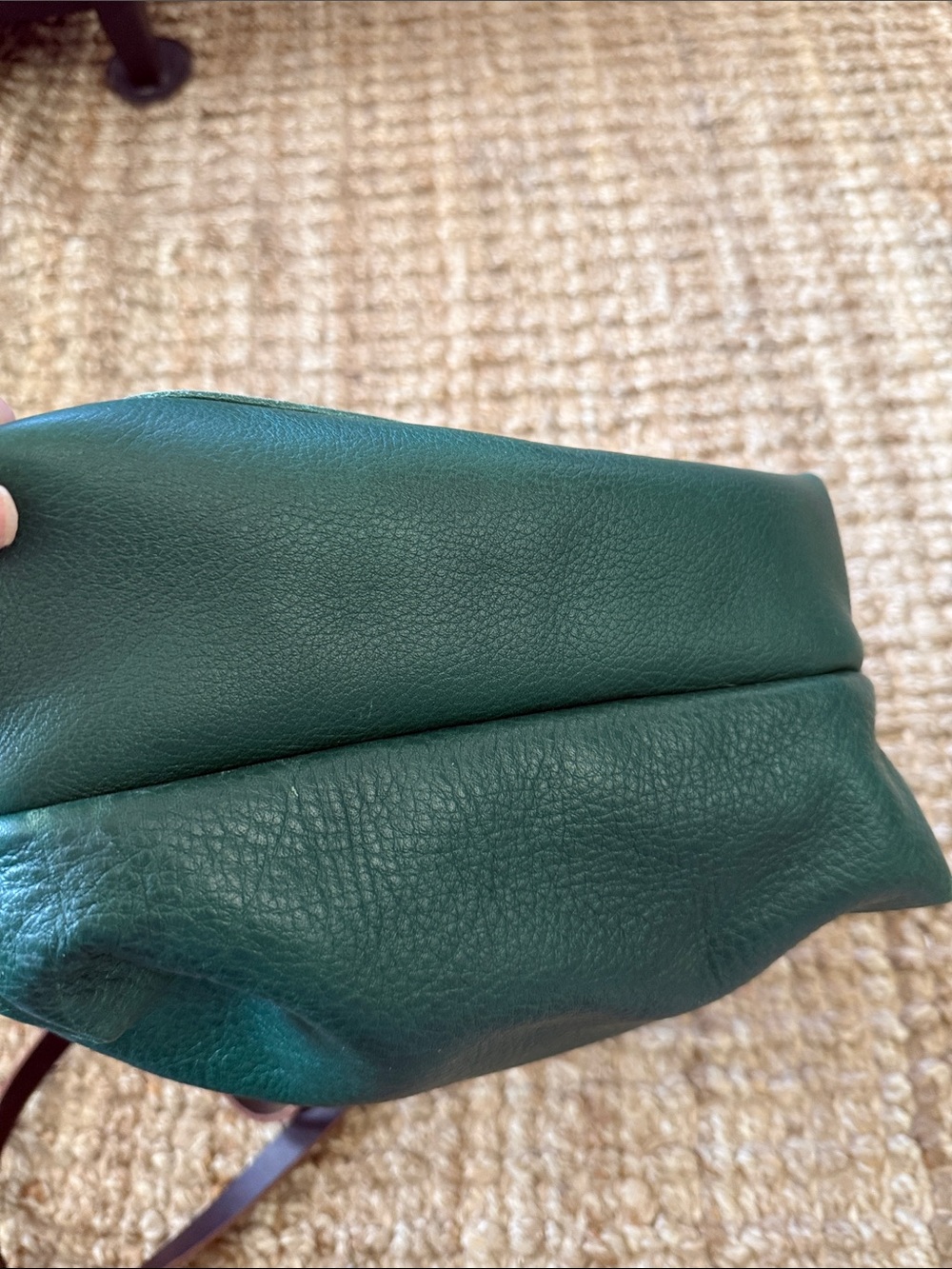 Portland Leather Green Leather Tote Bag with Brown Straps - Picture 6 of 6